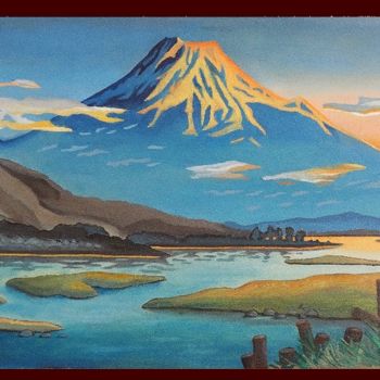 Pintura intitulada "Fuji san" por Arnaud Montenon, Obras de arte originais, Óleo