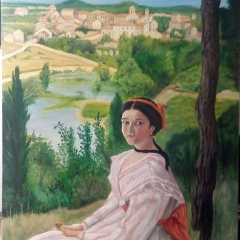 Pittura intitolato "Vue du village d'ap…" da Arnaud Montenon, Opera d'arte originale, Olio