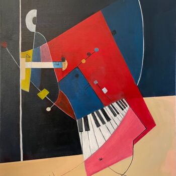 Painting titled "Harmonic Reverie: L…" by Arnaud Quercy, Original Artwork, Oil Mounted on Wood Stretcher frame