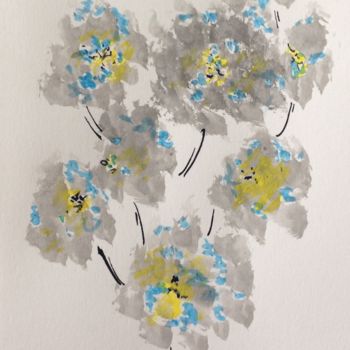 "Fleurs du Japon" başlıklı Tablo Arnaud Thévenin tarafından, Orijinal sanat, Mürekkep