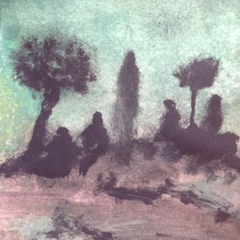 Peinture intitulée ""Le jardin des oliv…" par Arnaud Thévenin, Œuvre d'art originale, Encre
