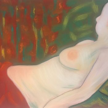 Drawing titled "Femme nue allongée" by Arnaud Van Eycken, Original Artwork, Pastel