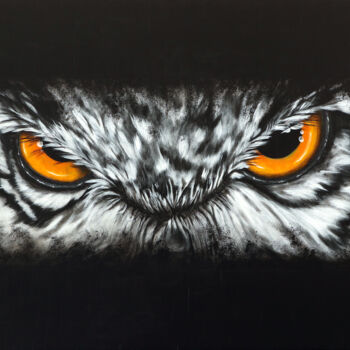 Картина под названием "The owl" - Arnaud Verhulst, Подлинное произведение искусства, Акрил