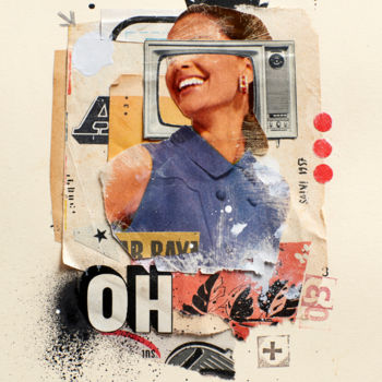 Collagen mit dem Titel "OH!" von Graphikstreet, Original-Kunstwerk, Collagen