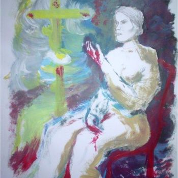 Painting titled "Femme en prière" by Arnaud Barthel, Original Artwork