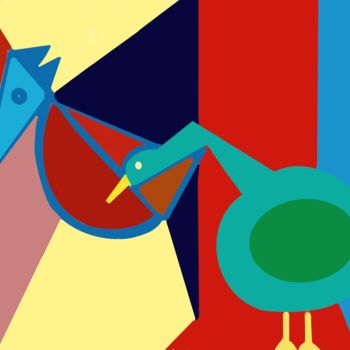 Arts numériques intitulée "Two birds" par Arne Fjellerad, Œuvre d'art originale, Peinture numérique