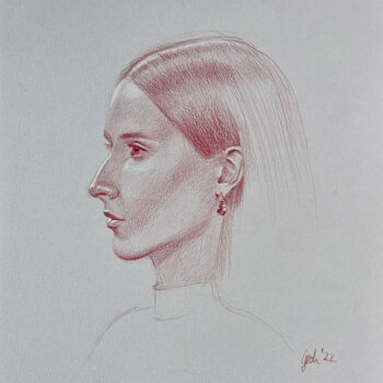 Dessin intitulée "Porträt eines Mädch…" par Arne Groh, Œuvre d'art originale, Crayon