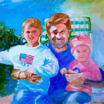 Painting titled "Bill and Kids" by Arnel Sarmiento, Original Artwork, Oil