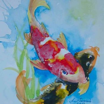 Painting titled "Koi-4" by Arnel Sarmiento, Original Artwork, Oil