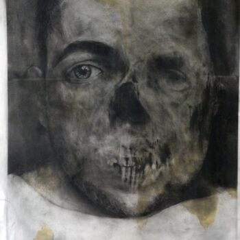 Drawing titled "broken face 3" by Arno Andrey, Original Artwork, Charcoal