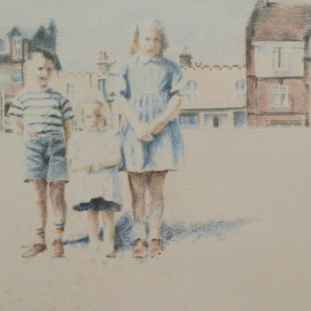 Drawing titled "Three Kids in France" by Arno.2, Original Artwork