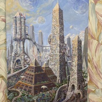 Painting titled "City of Atlantis" by Arnol D Medici, Original Artwork, Acrylic
