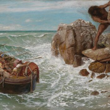 Pintura intitulada "Ulysse et Polyphème" por Arnold Böcklin, Obras de arte originais, Óleo