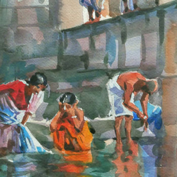 Malerei mit dem Titel "India (aquarelle 24…" von Christian Arnould, Original-Kunstwerk, Aquarell
