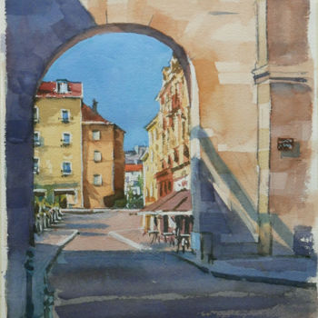 Painting titled "Quartier Vaudémont…" by Christian Arnould, Original Artwork, Watercolor