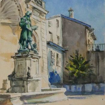 Painting titled "Place Vaudémont à N…" by Christian Arnould, Original Artwork, Watercolor