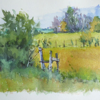 Painting titled "Aquarelle sur une p…" by Christian Arnould, Original Artwork, Watercolor