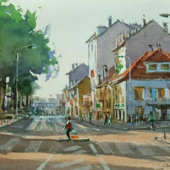 Painting titled "Villers les Nancy 2…" by Christian Arnould, Original Artwork, Watercolor