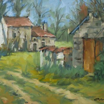 Painting titled "Vers la maison (hui…" by Christian Arnould, Original Artwork, Oil