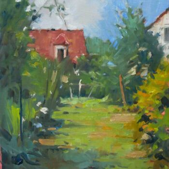 Painting titled "Maison au fond du t…" by Christian Arnould, Original Artwork, Oil