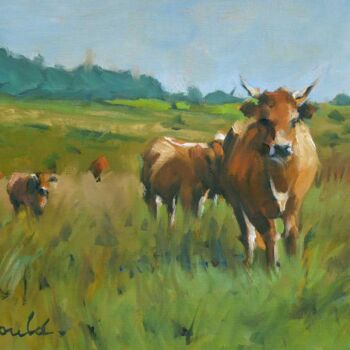 Pintura titulada "Vaches au pré (huil…" por Christian Arnould, Obra de arte original, Oleo