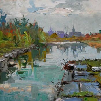 Painting titled "Paysage 26 (huile s…" by Christian Arnould, Original Artwork, Oil