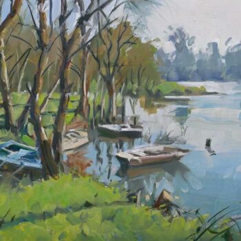 Painting titled "Paysage 29 (huile s…" by Christian Arnould, Original Artwork, Oil