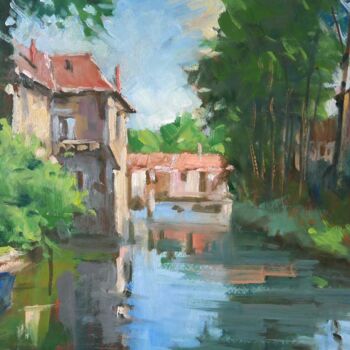 Painting titled "Paysage 34 (Huile s…" by Christian Arnould, Original Artwork, Oil