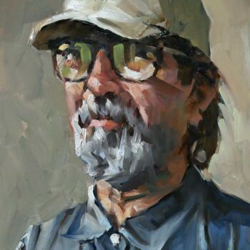 Pintura intitulada "Self portrait (Huil…" por Christian Arnould, Obras de arte originais, Óleo