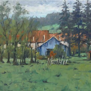 Malerei mit dem Titel "La ferme à Flavigny…" von Christian Arnould, Original-Kunstwerk, Öl