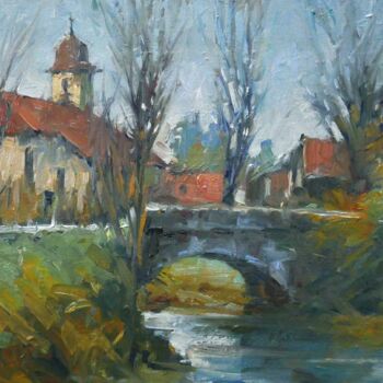 Painting titled "Paysage 58 (huile s…" by Christian Arnould, Original Artwork, Oil