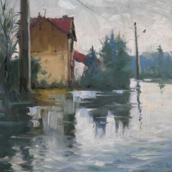 Painting titled "Paysage 78 (huile s…" by Christian Arnould, Original Artwork, Oil