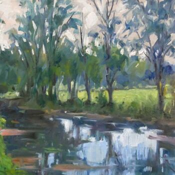 Peinture intitulée "La vieille rivière…" par Christian Arnould, Œuvre d'art originale, Huile
