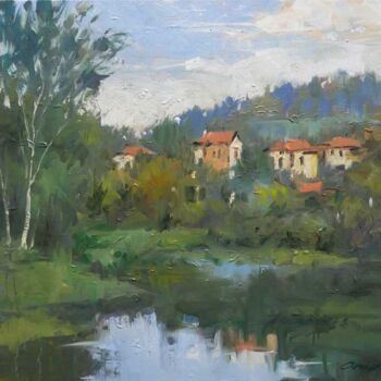 Painting titled "Paysage 87 (huile s…" by Christian Arnould, Original Artwork, Oil