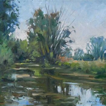 Painting titled "Paysage 93 (Huile s…" by Christian Arnould, Original Artwork, Oil