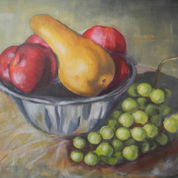 Painting titled "pommes-poires-3" by C'Robart, Original Artwork, Acrylic