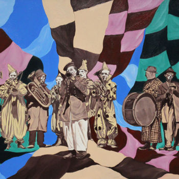 Pittura intitolato "Маленький оркестр /…" da Alexey Aronov, Opera d'arte originale, Olio