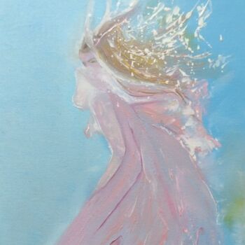 Peinture intitulée "Розовое платье" par Iaroslava Chezlova, Œuvre d'art originale, Huile