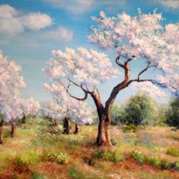 Peinture intitulée "le printemps aux am…" par Rossa, Œuvre d'art originale
