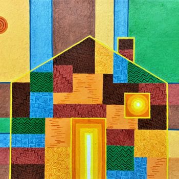 Painting titled "Home - An abstracti…" by Arpa Mukhopadhyay, Original Artwork, Acrylic