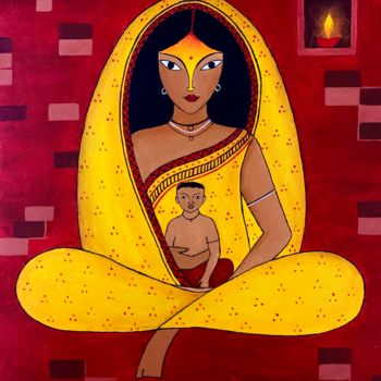 "Mother's Love" başlıklı Tablo Arpa Mukhopadhyay tarafından, Orijinal sanat, Akrilik