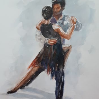 Pintura intitulada "Tango 1" por Ingrid Chapellin, Obras de arte originais, Aquarela