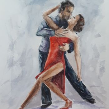 Pintura intitulada "Tango" por Ingrid Chapellin, Obras de arte originais, Aquarela