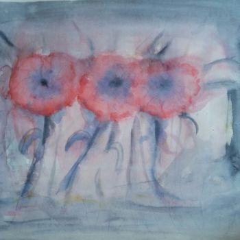 Peinture intitulée "Flores bailando" par Ingrid Chapellin, Œuvre d'art originale, Aquarelle