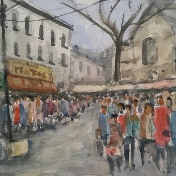 Pintura titulada "Una calle en mexico" por Ingrid Chapellin, Obra de arte original, Acuarela