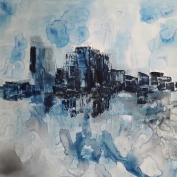 Pintura titulada "ciudad-azul-1x1.jpg" por Viviana Llorente, Obra de arte original