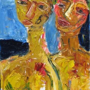 Painting titled "Les  2 femmes" by Dar, Original Artwork, Oil