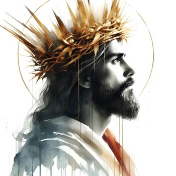 Arts numériques intitulée "Le Christ, Roi éter…" par Arscena, Œuvre d'art originale, Peinture numérique Monté sur Châssis en…