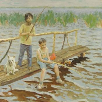 Malarstwo zatytułowany „Рыбачки” autorstwa Владимир Арсёнов, Oryginalna praca, Olej