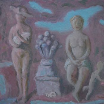 Pittura intitolato "Две дамы и купидон" da Vladimir Arsionov, Opera d'arte originale, Olio